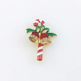 Maxbell Enamel Cute Christmas Jingle Bell Walking Stick Collar Bag Pin Brooch