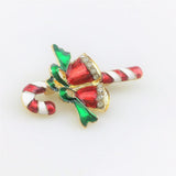 Maxbell Enamel Cute Christmas Jingle Bell Walking Stick Collar Bag Pin Brooch