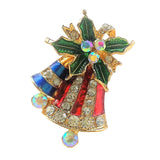 Maxbell Gold Tone Alloy Metal Crystal Rhinestone Christmas Bell Brooch Pin Gift