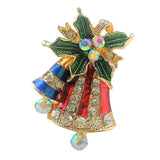Maxbell Gold Tone Alloy Metal Crystal Rhinestone Christmas Bell Brooch Pin Gift