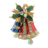 Maxbell Gold Tone Alloy Metal Crystal Rhinestone Christmas Bell Brooch Pin Gift