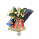Maxbell Gold Tone Alloy Metal Crystal Rhinestone Christmas Bell Brooch Pin Gift