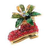 Maxbell Vintage Crystal Rhinestone Xmas Boot Brooch Pin for Festival Jewelry Gift