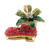 Maxbell Vintage Crystal Rhinestone Xmas Boot Brooch Pin for Festival Jewelry Gift