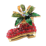 Maxbell Vintage Crystal Rhinestone Xmas Boot Brooch Pin for Festival Jewelry Gift