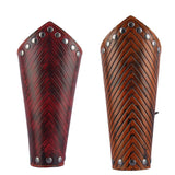 Maxbell Punk Mens Leather Wrist Bracer Guards Arm Protector Halloween Cosplay Red