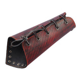 Maxbell Punk Mens Leather Wrist Bracer Guards Arm Protector Halloween Cosplay Red