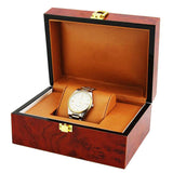 Maxbell Luxury Wine Red Wooden Jewelry Watch Storage Display Box Showcase Mens Gift