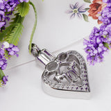 Maxbell Hollow Heart Urn Pendant Memorial Urn Keepsake Cremation Ash Holder Bowknot