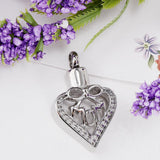 Maxbell Hollow Heart Urn Pendant Memorial Urn Keepsake Cremation Ash Holder Bowknot