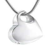 Maxbell Stainless Steel Glossy Silver Love Heart Cremation Keepsake Urn Pendant