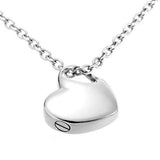 Maxbell Stainless Steel Glossy Silver Love Heart Cremation Keepsake Urn Pendant