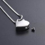Maxbell Stainless Steel Glossy Silver Love Heart Cremation Keepsake Urn Pendant