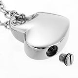 Maxbell Stainless Steel Glossy Silver Love Heart Cremation Keepsake Urn Pendant