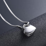 Maxbell Stainless Steel Glossy Silver Love Heart Cremation Keepsake Urn Pendant
