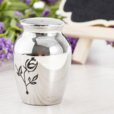 Maxbell Stainless Steel Urn Jar Funeral Cremation Container Rose Flower Pattern