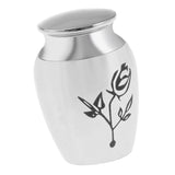 Maxbell Stainless Steel Urn Jar Funeral Cremation Container Rose Flower Pattern