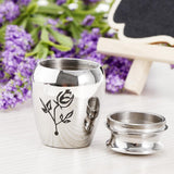 Maxbell Stainless Steel Urn Jar Funeral Cremation Container Rose Flower Pattern