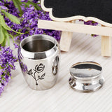 Maxbell Stainless Steel Urn Jar Funeral Cremation Container Rose Flower Pattern