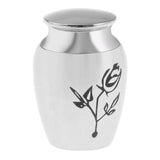 Maxbell Stainless Steel Urn Jar Funeral Cremation Container Rose Flower Pattern