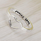 Maxbell Heart Love Best Friend Promise Ring Gift for Girls Friendship Jewelry Silver