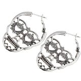 Maxbell Halloween Hiphop Punk Skull Head Skeleton Heart Pattern Party Costume Silver