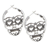 Maxbell Halloween Hiphop Punk Skull Head Skeleton Heart Pattern Party Costume Silver
