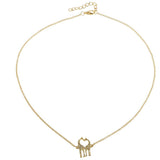 Maxbell Double Giraffe Pendant Necklace Simple Love Heart Animal Necklace Golden