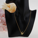 Maxbell Double Giraffe Pendant Necklace Simple Love Heart Animal Necklace Golden