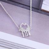 Maxbell Double Giraffe Pendant Necklace Simple Love Heart Animal Necklace Golden