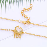 Maxbell Double Giraffe Pendant Necklace Simple Love Heart Animal Necklace Golden