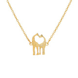 Maxbell Double Giraffe Pendant Necklace Simple Love Heart Animal Necklace Golden