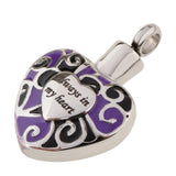 Maxbell Stainless Steel "Always in my heart " Pet Ash Urn Pendant Memorial Cremation