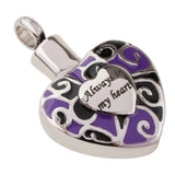 Maxbell Stainless Steel "Always in my heart " Pet Ash Urn Pendant Memorial Cremation