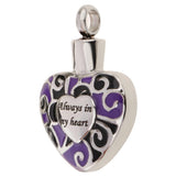 Maxbell Stainless Steel "Always in my heart " Pet Ash Urn Pendant Memorial Cremation