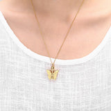 Maxbell Stainless Steel Butterfly Ash Urn Pendant Memorial Cremation Jewelry Gold