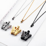 Maxbell Stainless Steel Butterfly Ash Urn Pendant Memorial Cremation Jewelry Gold