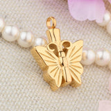 Maxbell Stainless Steel Butterfly Ash Urn Pendant Memorial Cremation Jewelry Gold