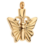 Maxbell Stainless Steel Butterfly Ash Urn Pendant Memorial Cremation Jewelry Gold