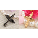 Maxbell Stainless Steel Angel Wings Cross Urn Pendant Cremation Ashes Keepsake Black
