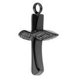 Maxbell Stainless Steel Angel Wings Cross Urn Pendant Cremation Ashes Keepsake Black
