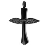 Maxbell Stainless Steel Angel Wings Cross Urn Pendant Cremation Ashes Keepsake Black
