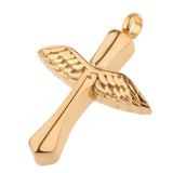 Maxbell Stainless Steel Angel Wings Cross Urn Pendant Cremation Ashes Keepsake Gold