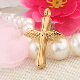 Maxbell Stainless Steel Angel Wings Cross Urn Pendant Cremation Ashes Keepsake Gold