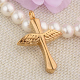 Maxbell Stainless Steel Angel Wings Cross Urn Pendant Cremation Ashes Keepsake Gold