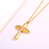 Maxbell Stainless Steel Angel Wings Cross Urn Pendant Cremation Ashes Keepsake Gold