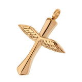 Maxbell Stainless Steel Angel Wings Cross Urn Pendant Cremation Ashes Keepsake Gold