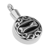 Maxbell Stainless Steel Dog Bone Round Cremation Keepsake Urn Pendant Silver