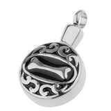 Maxbell Stainless Steel Dog Bone Round Cremation Keepsake Urn Pendant Silver