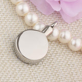 Maxbell Stainless Steel Dog Bone Round Cremation Keepsake Urn Pendant Silver